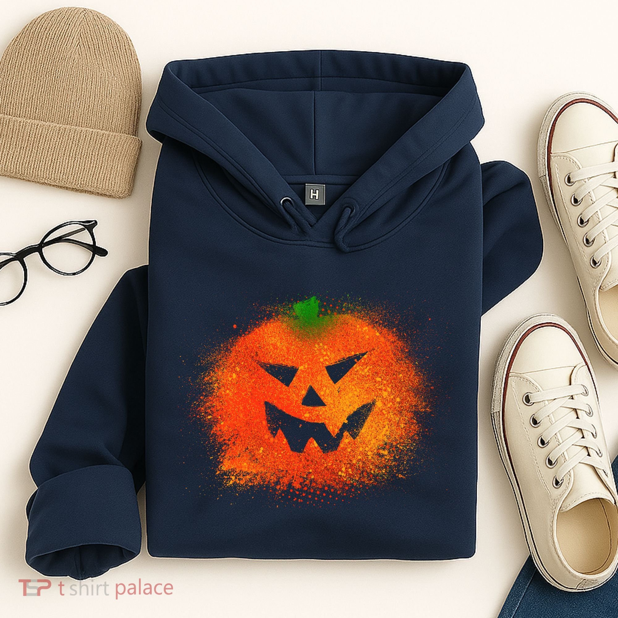 Halloween Airbrush Paint Splatter Jackolantern Pumpkin Hoodie