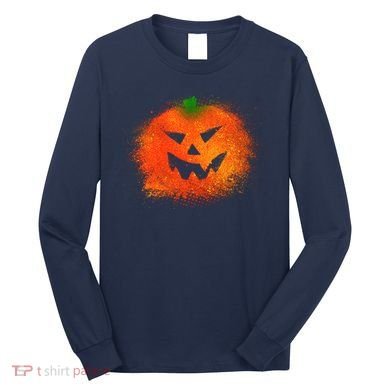 Halloween Airbrush Paint Splatter Jackolantern Pumpkin Long Sleeve Shirt