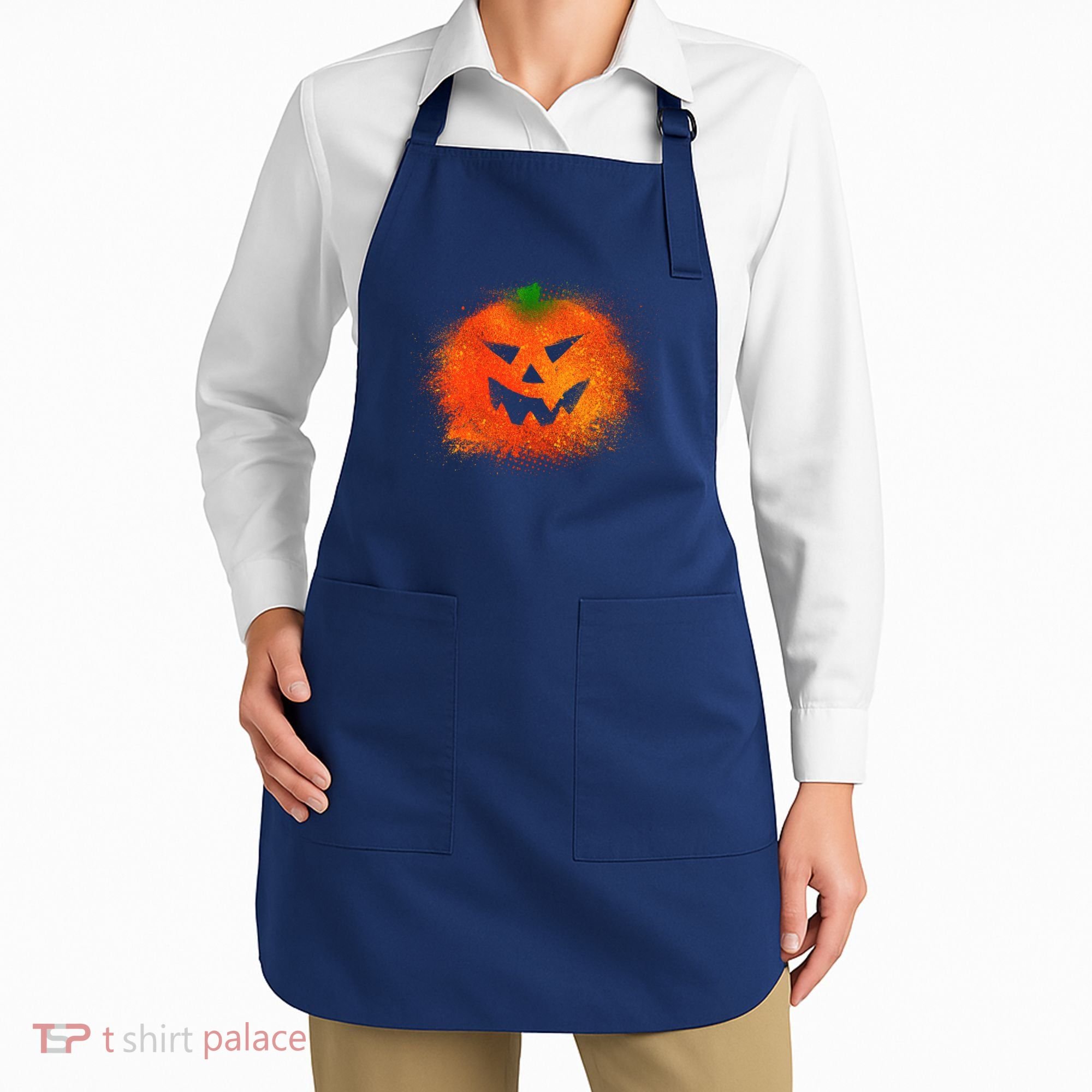 Halloween Airbrush Paint Splatter Jackolantern Pumpkin Apron