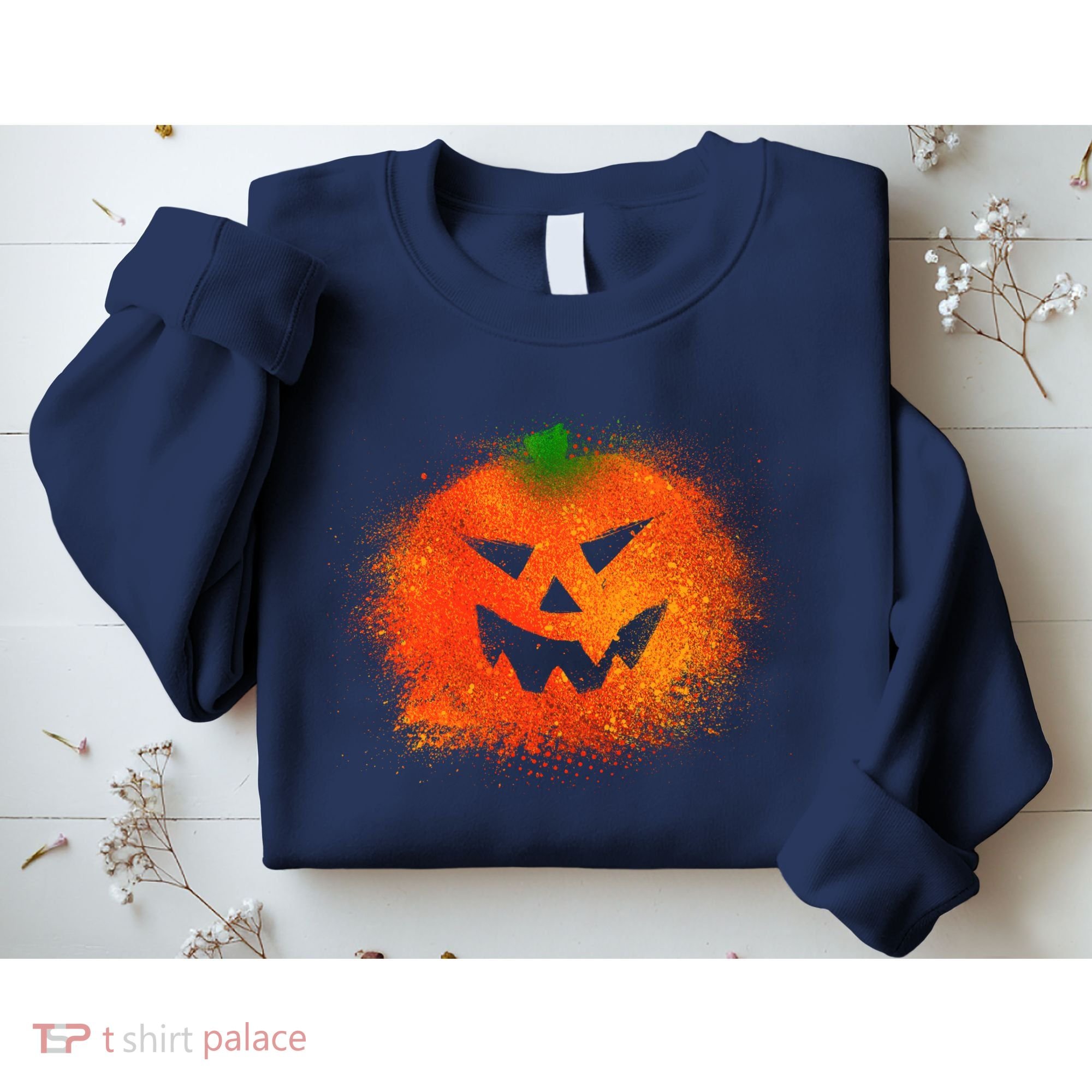 Halloween Airbrush Paint Splatter Jackolantern Pumpkin Sweatshirt