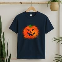 Halloween Airbrush Paint Splatter Jackolantern Pumpkin T-Shirt thumb 2