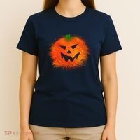 Halloween Airbrush Paint Splatter Jackolantern Pumpkin T-Shirt thumb 4