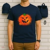 Halloween Airbrush Paint Splatter Jackolantern Pumpkin T-Shirt thumb 6