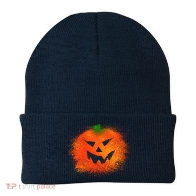 Halloween Airbrush Paint Splatter Jackolantern Pumpkin Beanie