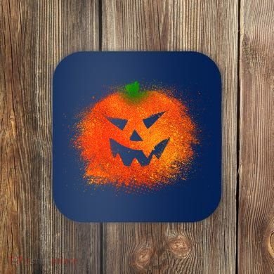 Halloween Airbrush Paint Splatter Jackolantern Pumpkin Coaster
