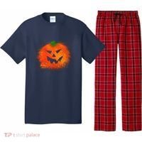 Halloween Airbrush Paint Splatter Jackolantern Pumpkin Pajama Set thumb 0