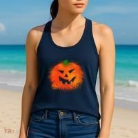 Halloween Airbrush Paint Splatter Jackolantern Pumpkin Women's Tank Top thumb 2