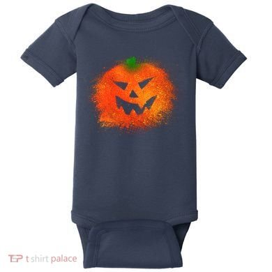 Halloween Airbrush Paint Splatter Jackolantern Pumpkin Baby Bodysuit