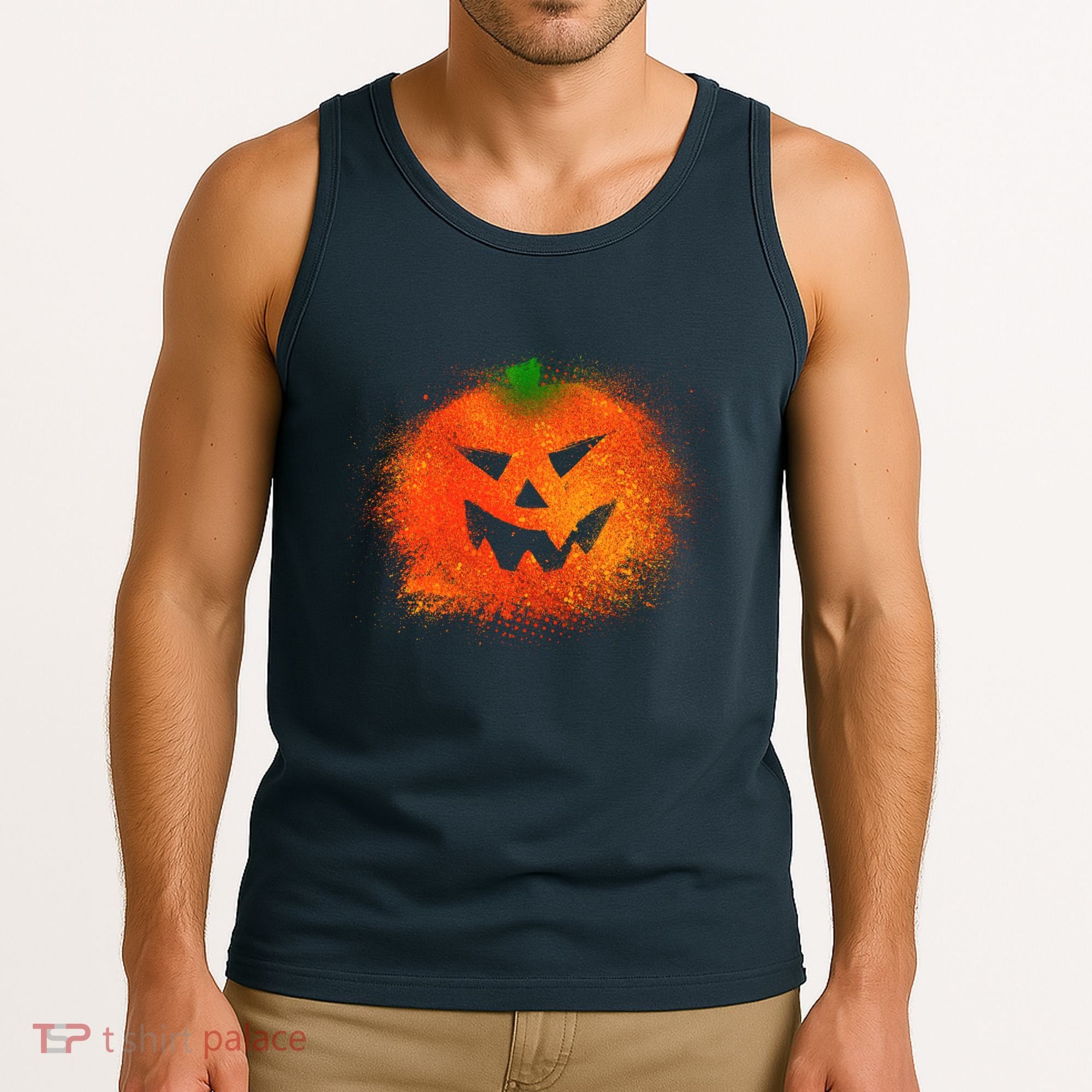 Halloween Airbrush Paint Splatter Jackolantern Pumpkin Tank Top