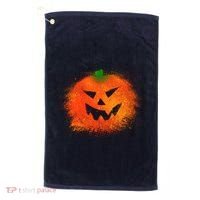 Halloween Airbrush Paint Splatter Jackolantern Pumpkin Golf Towel thumb 0