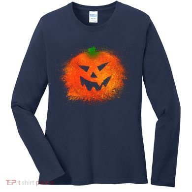 Halloween Airbrush Paint Splatter Jackolantern Pumpkin Women's Long Sleeve Shirt