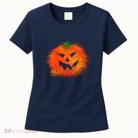 Halloween Airbrush Paint Splatter Jackolantern Pumpkin Women's T-Shirt thumb 0