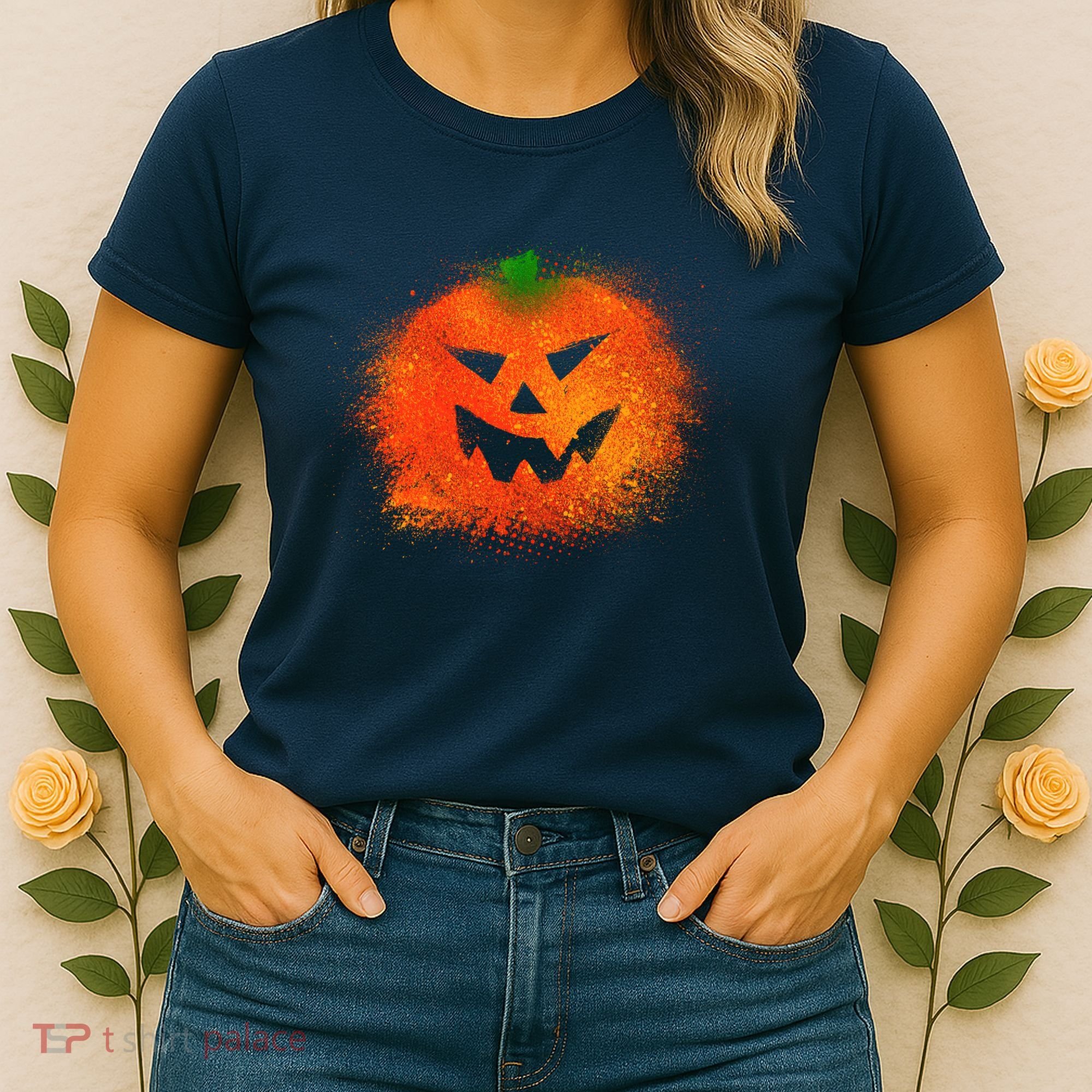 Halloween Airbrush Paint Splatter Jackolantern Pumpkin Women's T-Shirt