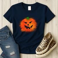 Halloween Airbrush Paint Splatter Jackolantern Pumpkin Women's T-Shirt thumb 3