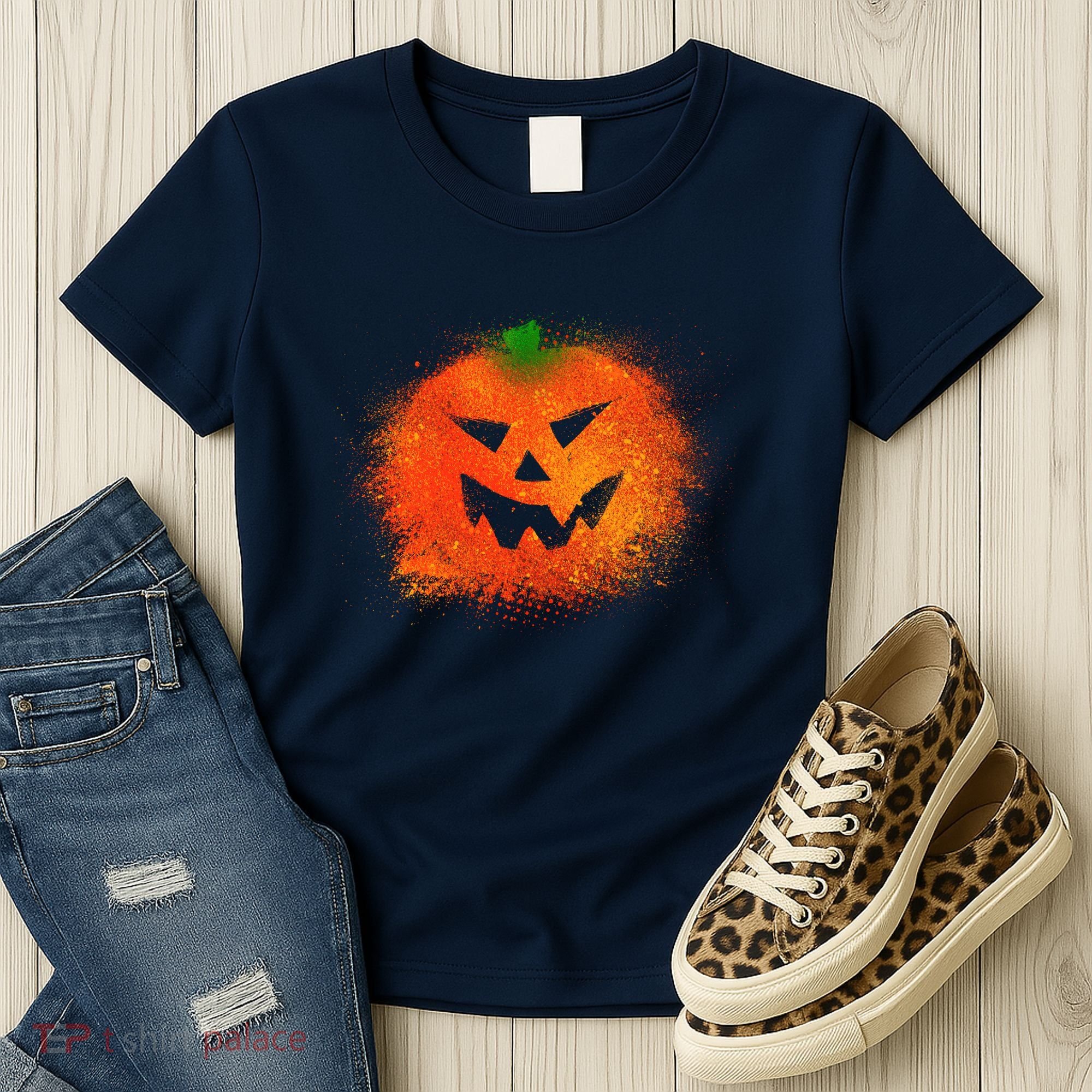 Halloween Airbrush Paint Splatter Jackolantern Pumpkin Women's T-Shirt