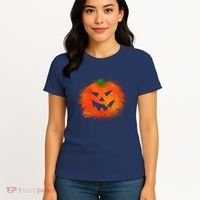 Halloween Airbrush Paint Splatter Jackolantern Pumpkin Women's T-Shirt thumb 4