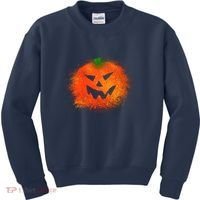 Halloween Airbrush Paint Splatter Jackolantern Pumpkin Kids Sweatshirt thumb 0