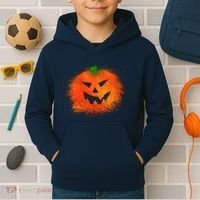 Halloween Airbrush Paint Splatter Jackolantern Pumpkin Kids Hoodie thumb 2