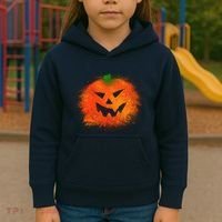 Halloween Airbrush Paint Splatter Jackolantern Pumpkin Kids Hoodie thumb 3