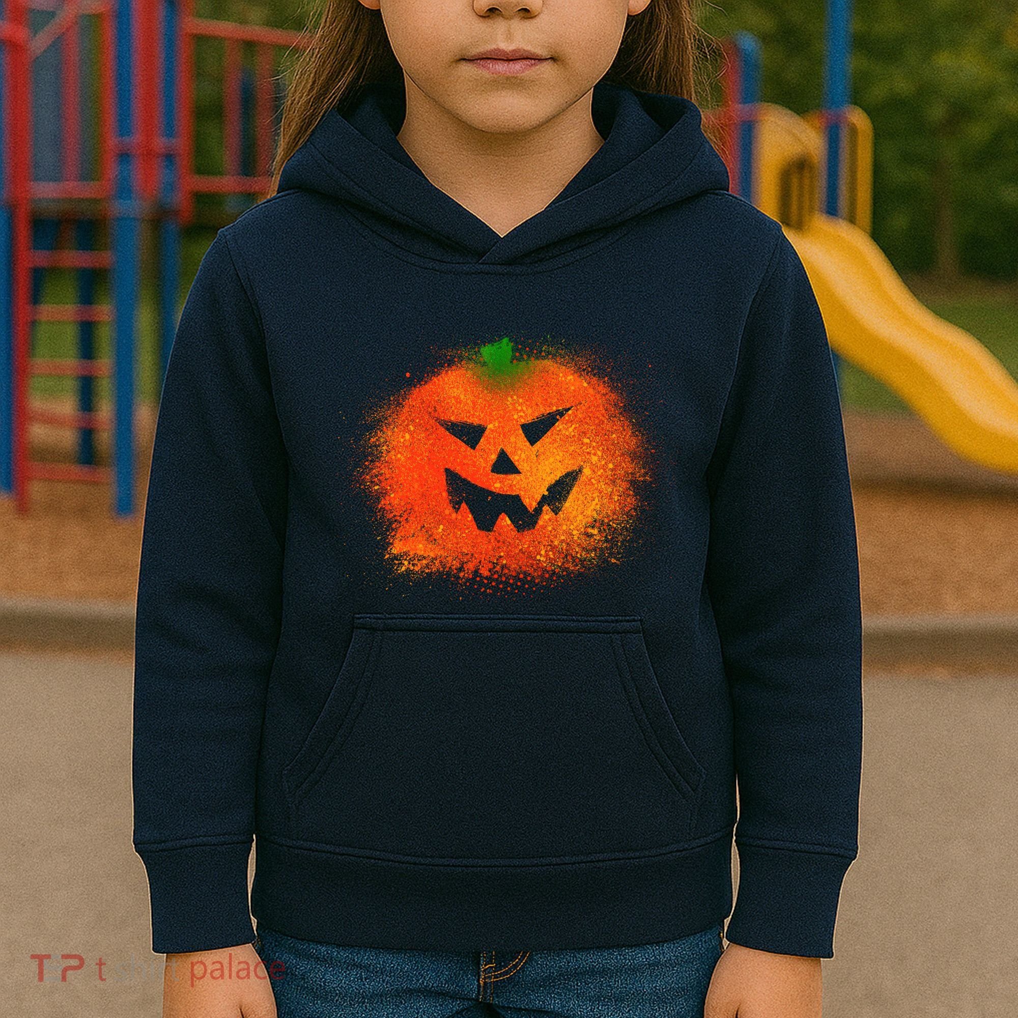 Halloween Airbrush Paint Splatter Jackolantern Pumpkin Kids Hoodie