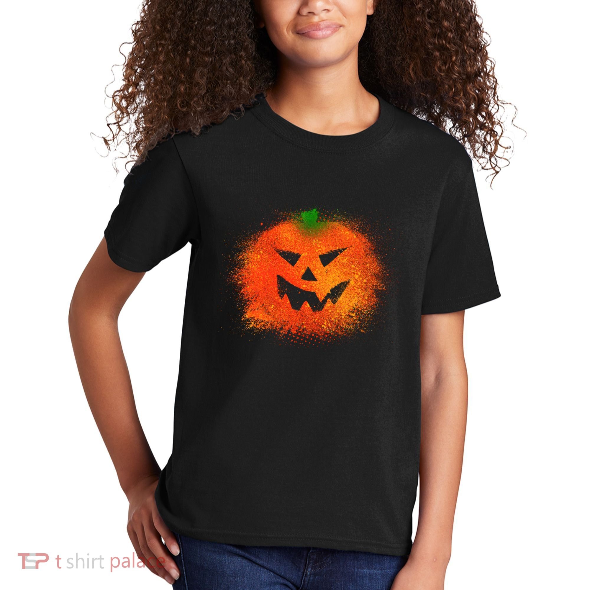 Halloween Airbrush Paint Splatter Jackolantern Pumpkin Kids T-Shirt