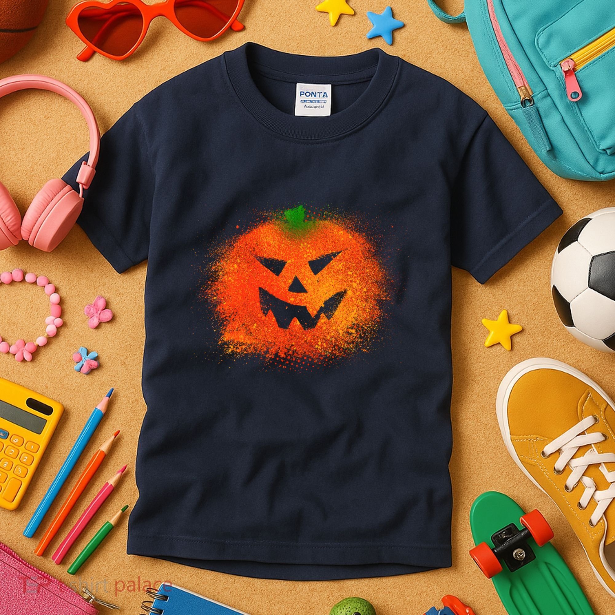Halloween Airbrush Paint Splatter Jackolantern Pumpkin Kids T-Shirt