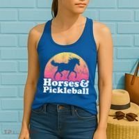Horse And Pickleball Or Girls Horses Meaningful Gift Women's Tank Top thumb 2