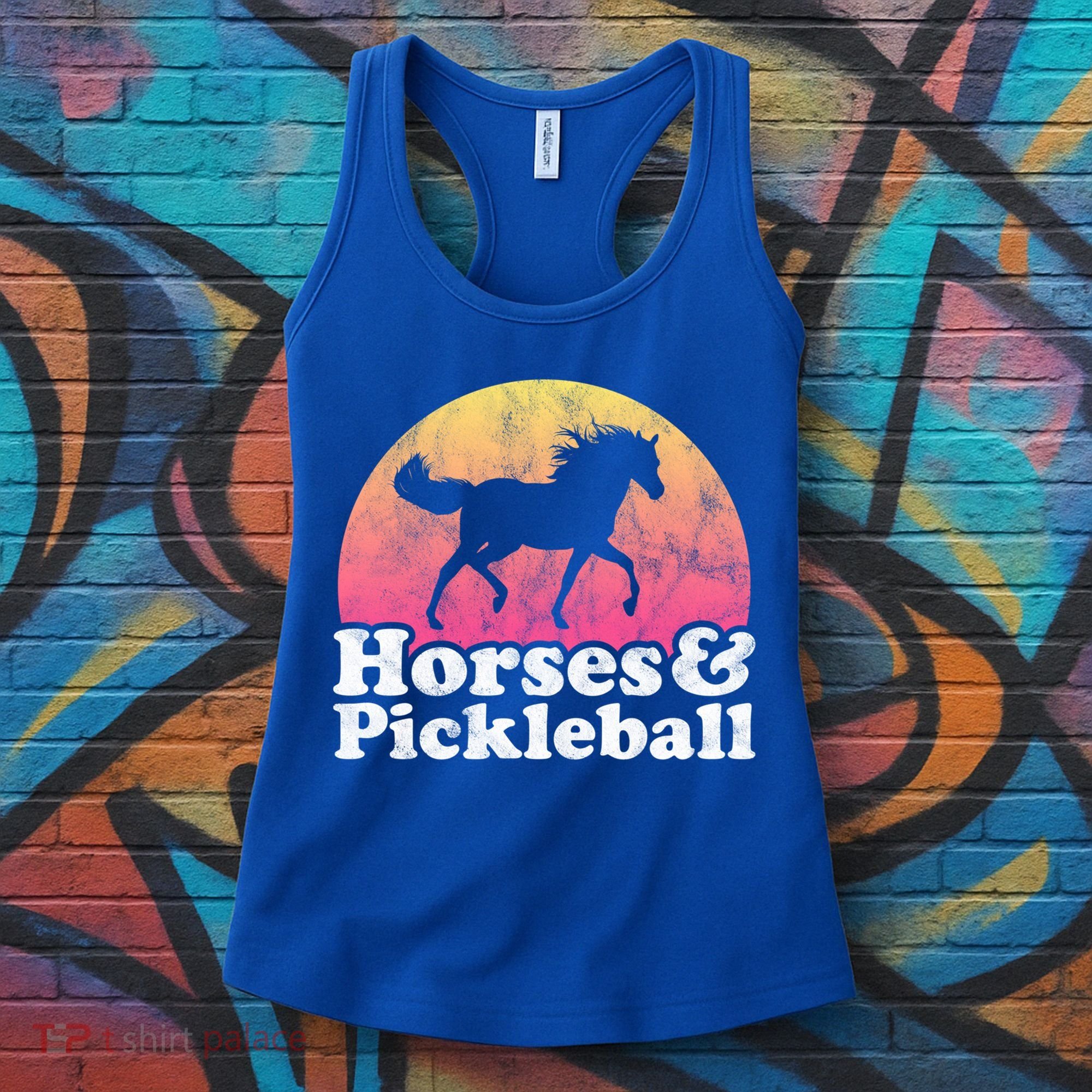 Horse And Pickleball Or Girls Horses Meaningful Gift Women's Tank Top