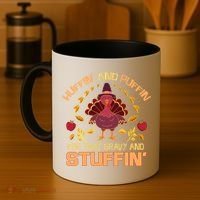 Huffin And Puffin For Stuffin Turkey Trot Squad Thanksgiving Gift Coffee Mug thumb 4