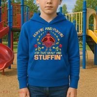 Huffin And Puffin For Stuffin Turkey Trot Squad Thanksgiving Gift Kids Hoodie thumb 2
