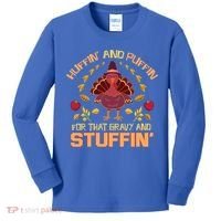 Huffin And Puffin For Stuffin Turkey Trot Squad Thanksgiving Gift Kids Long Sleeve Shirt thumb 0