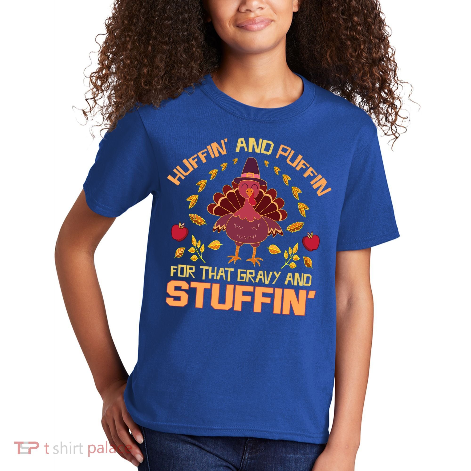 Huffin And Puffin For Stuffin Turkey Trot Squad Thanksgiving Gift Kids T-Shirt