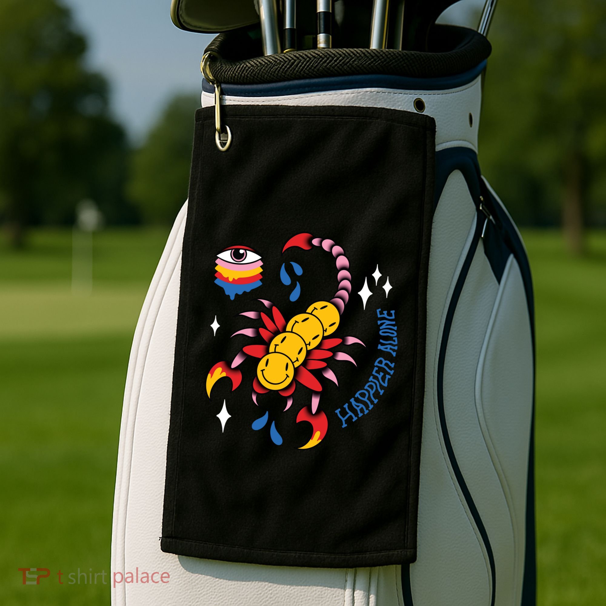 Happier Alone Centipede Golf Towel