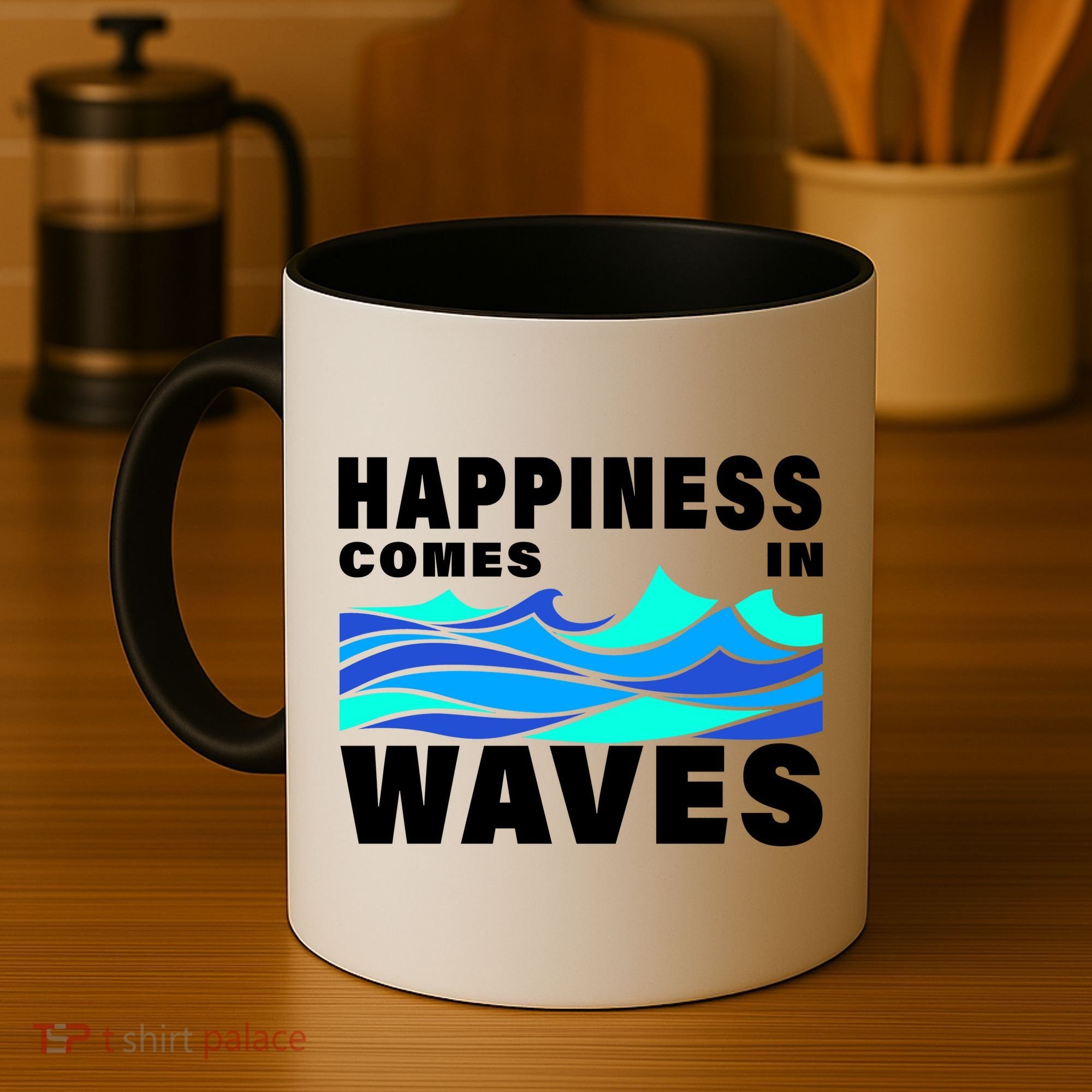 Happiness Comes In Waves Coffee Mug