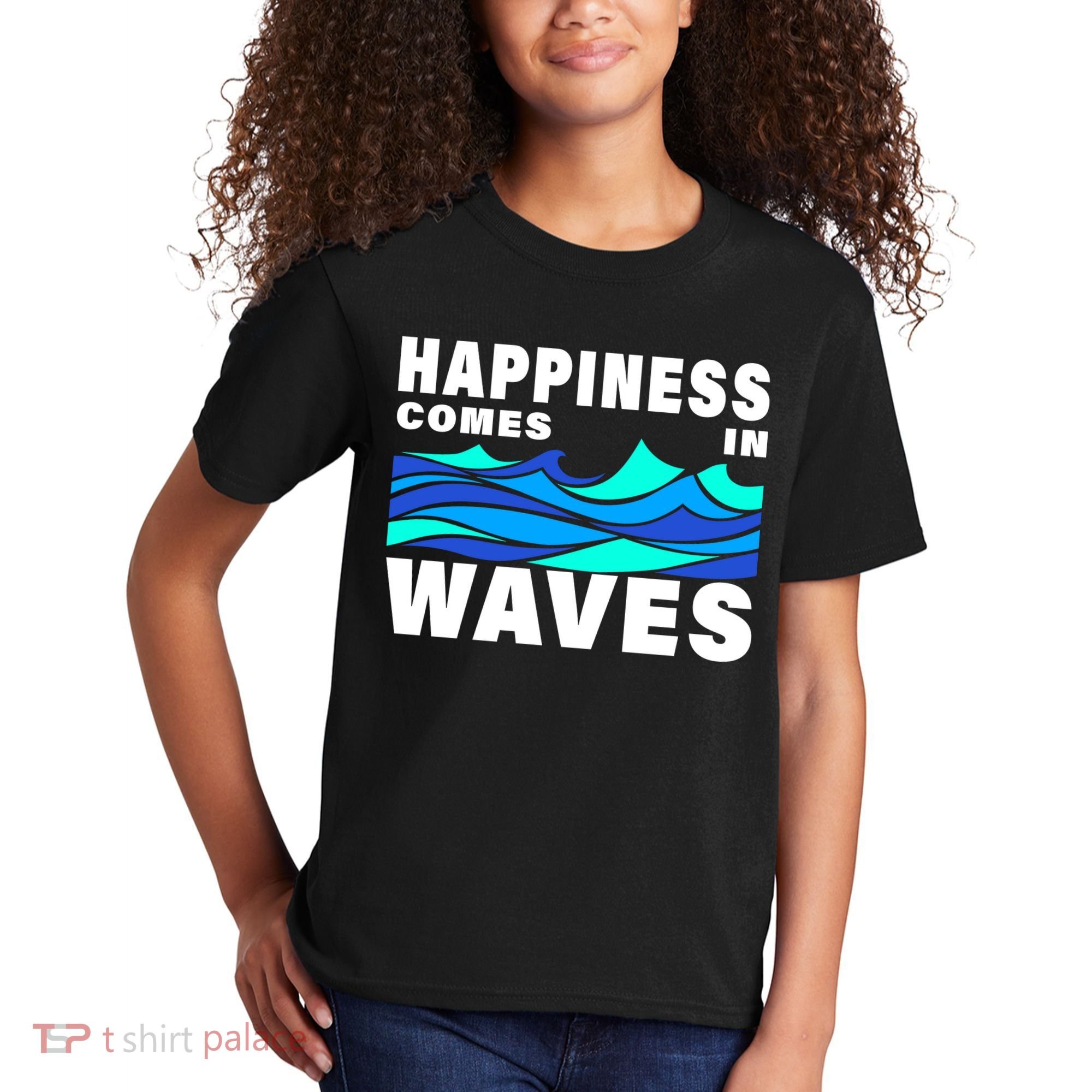 Happiness Comes In Waves Kids T-Shirt