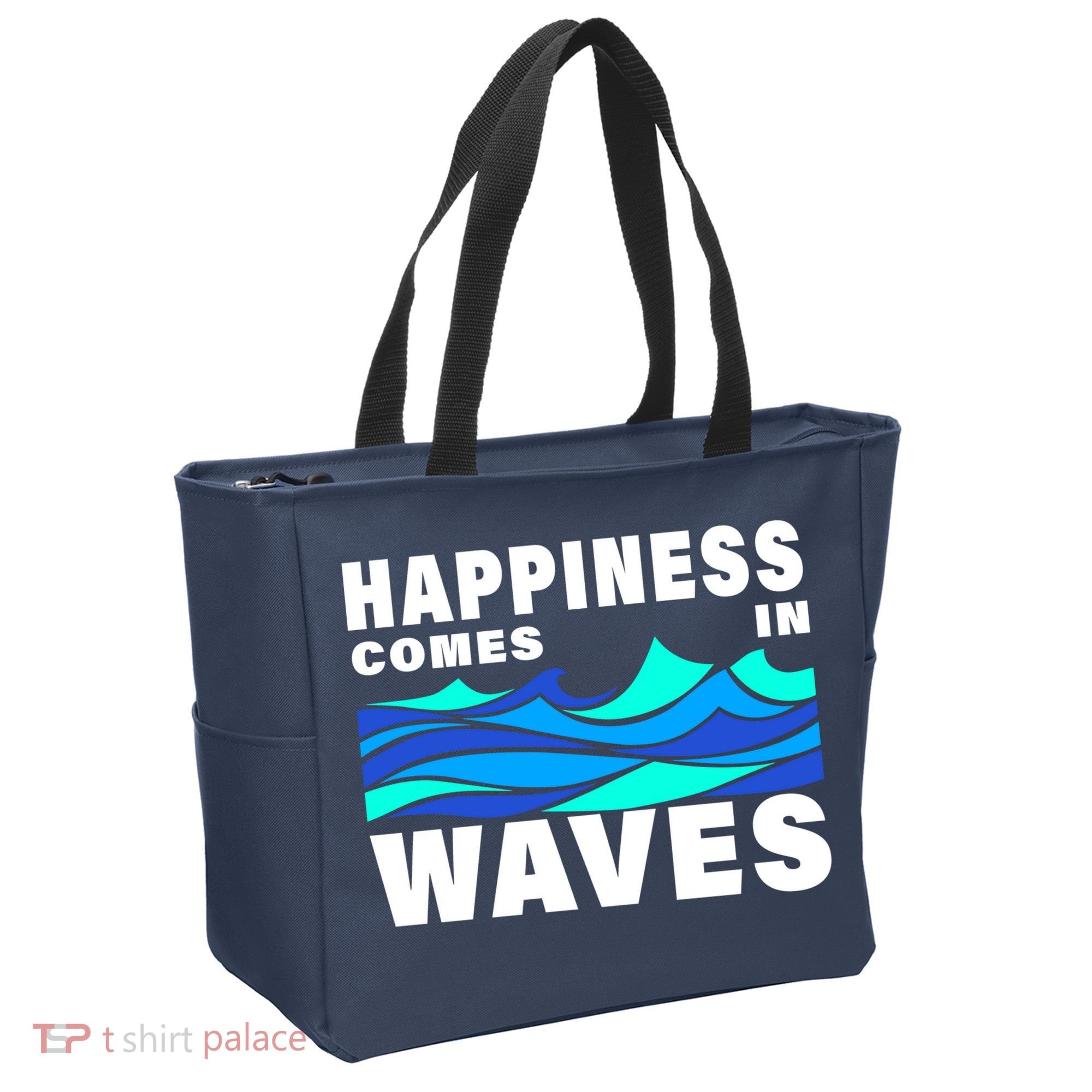 Happiness Comes In Waves Tote Bag