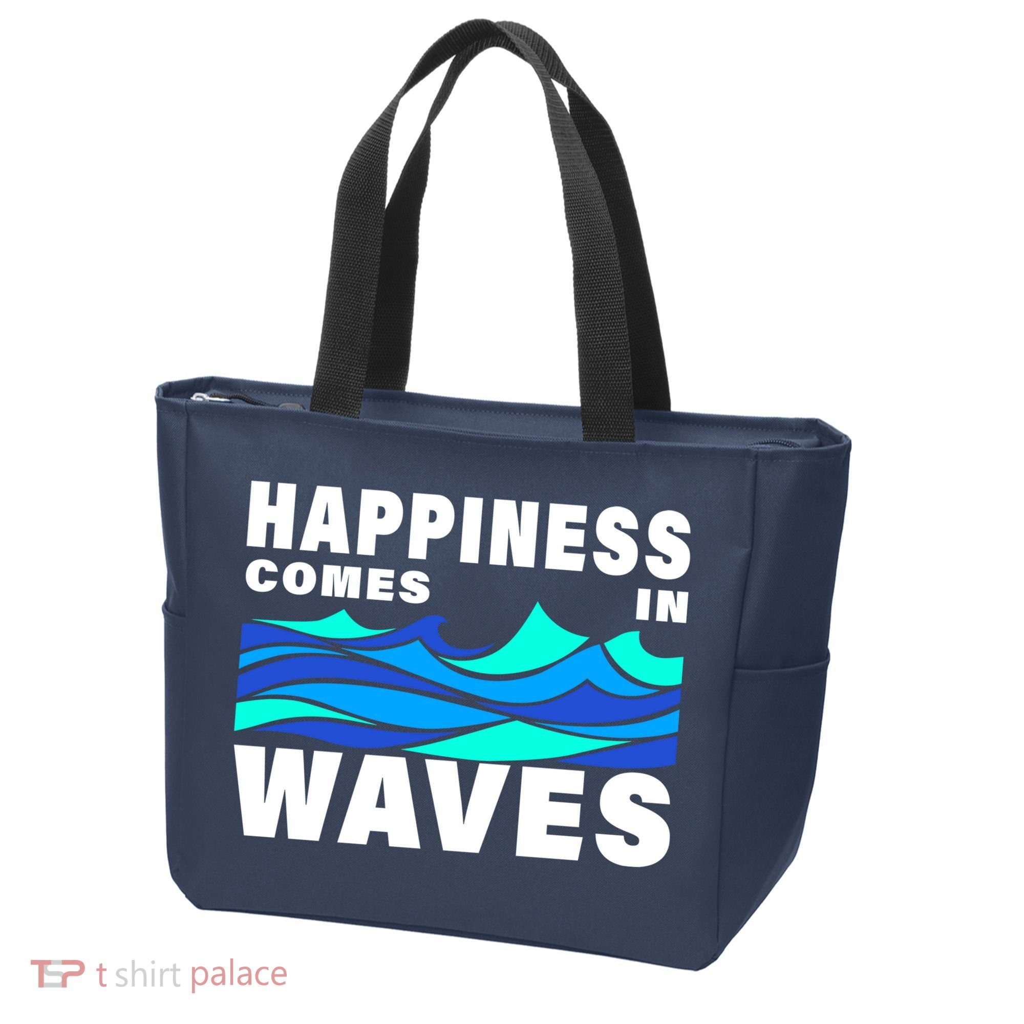 Happiness Comes In Waves Tote Bag