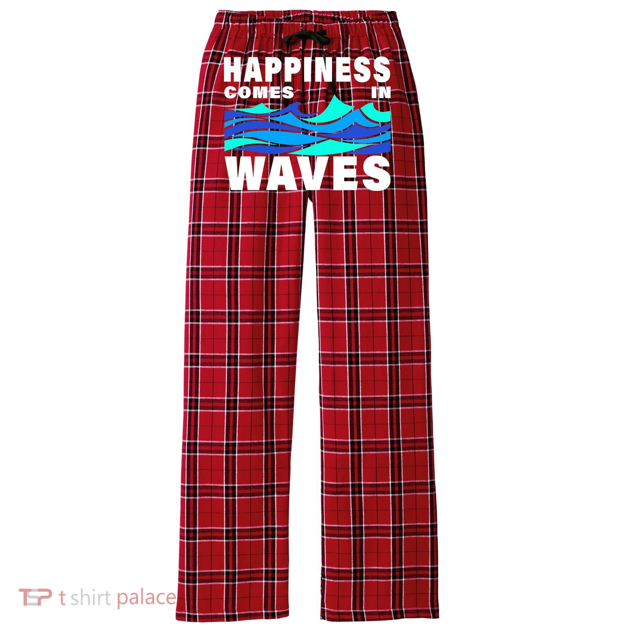 Happiness Comes In Waves Women's Flannel Plaid Pajama Pants