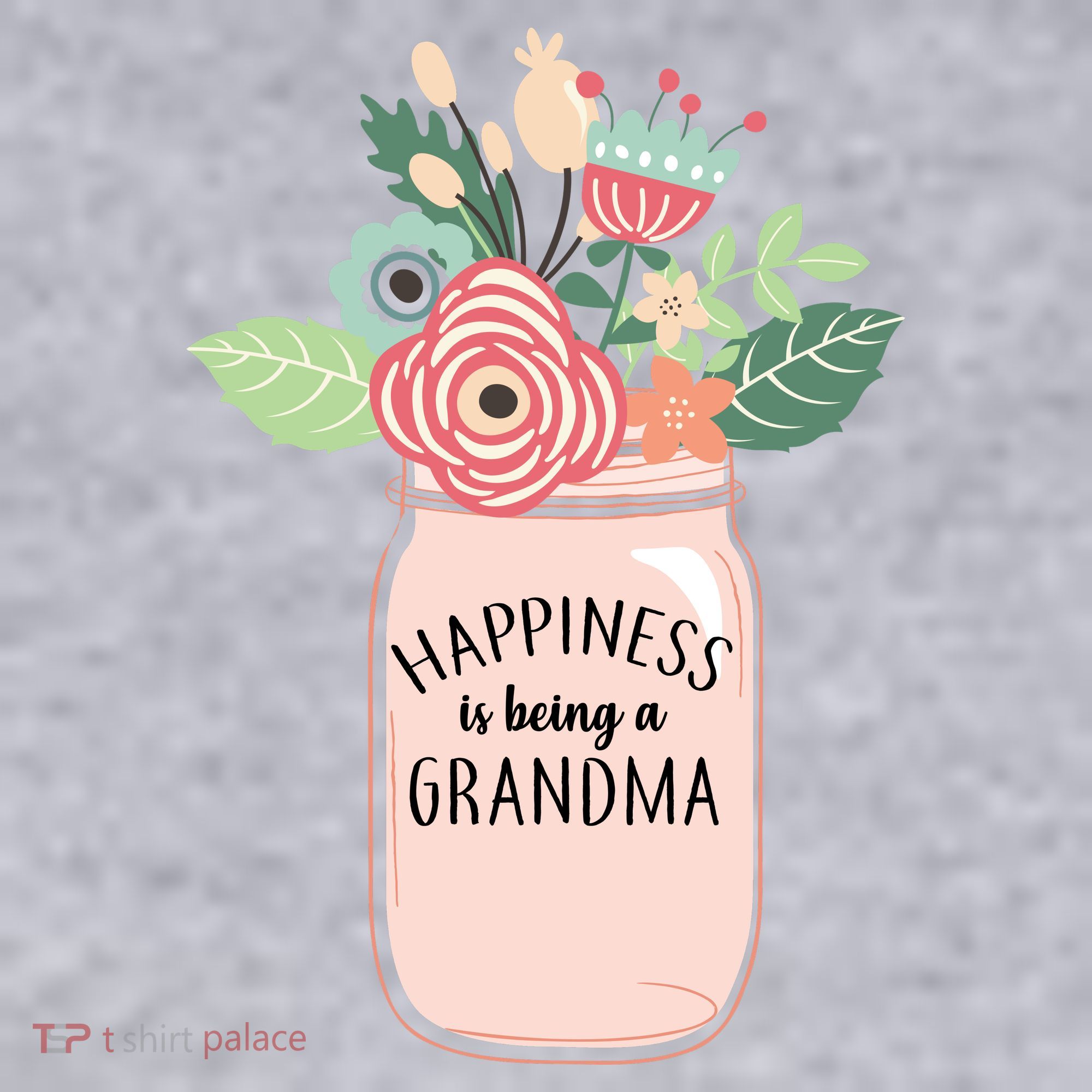 Happiness Is Being A Grandma Flower Women's Racerback Cropped Tank