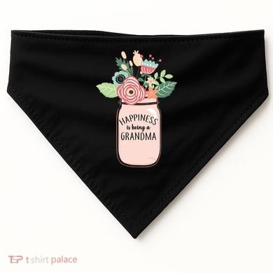 Happiness Is Being A Grandma Flower USA-Made Doggie Bandana