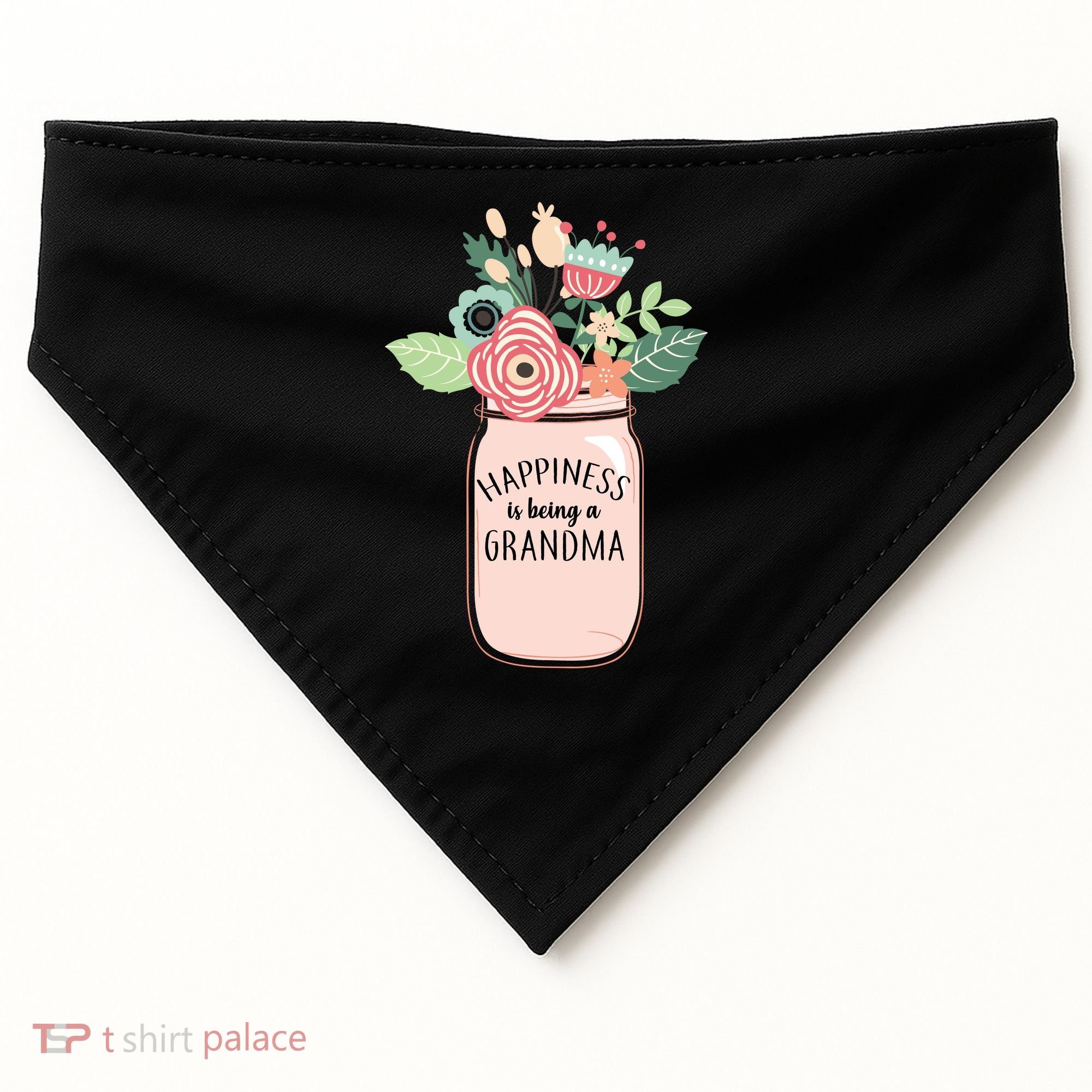 Happiness Is Being A Grandma Flower USA-Made Doggie Bandana