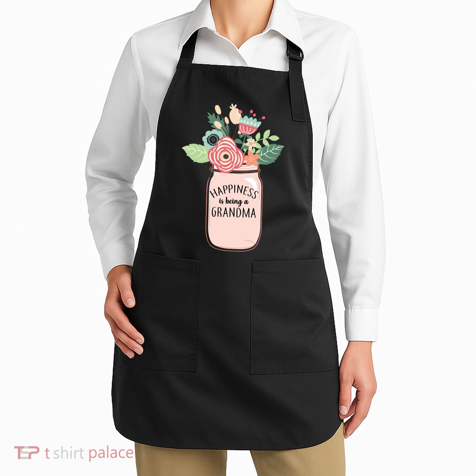 Happiness Is Being A Grandma Flower Apron