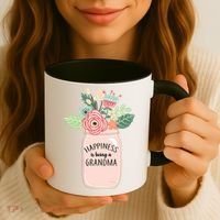 Happiness Is Being A Grandma Flower Coffee Mug thumb 3