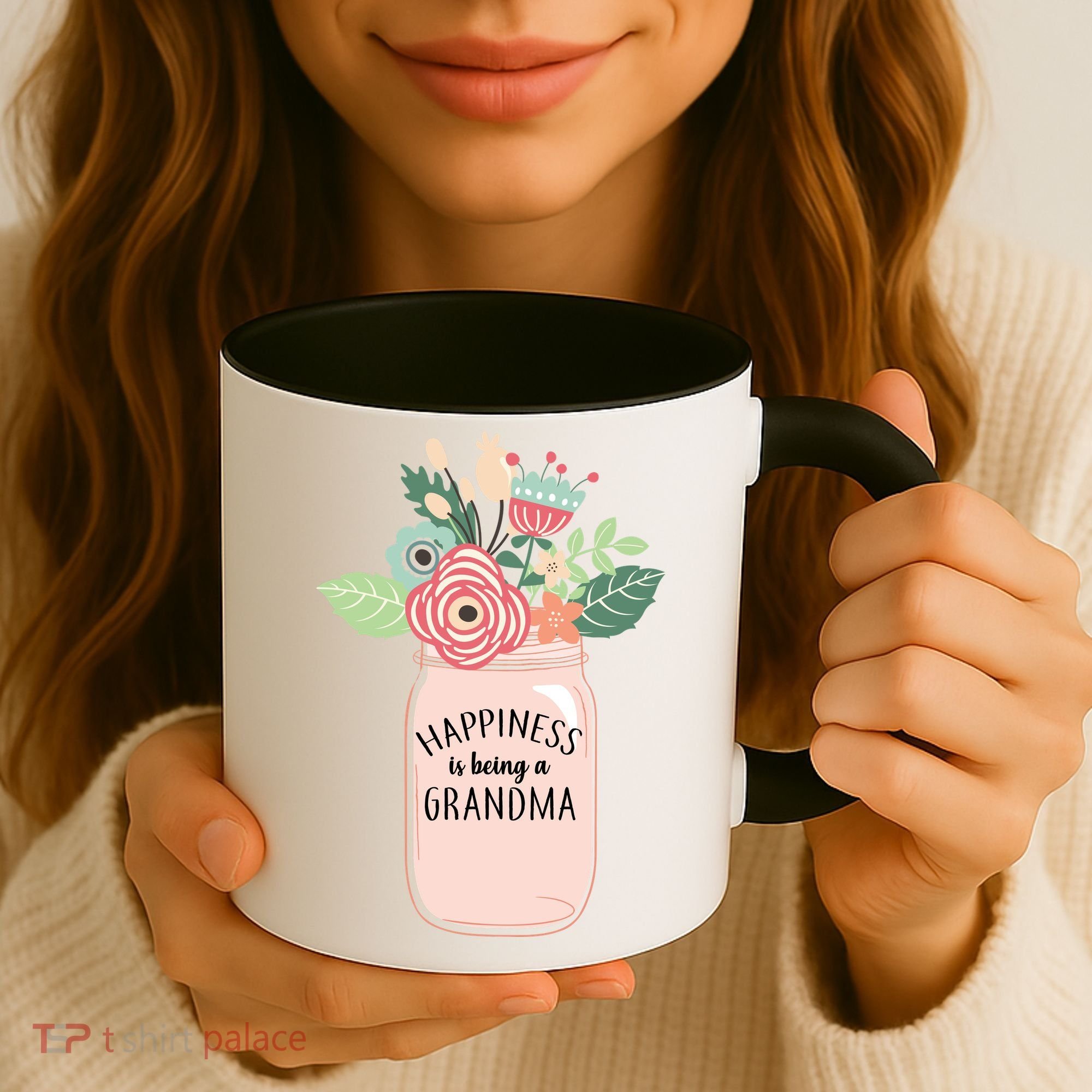 Happiness Is Being A Grandma Flower Coffee Mug