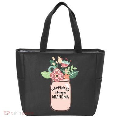 Happiness Is Being A Grandma Flower Tote Bag