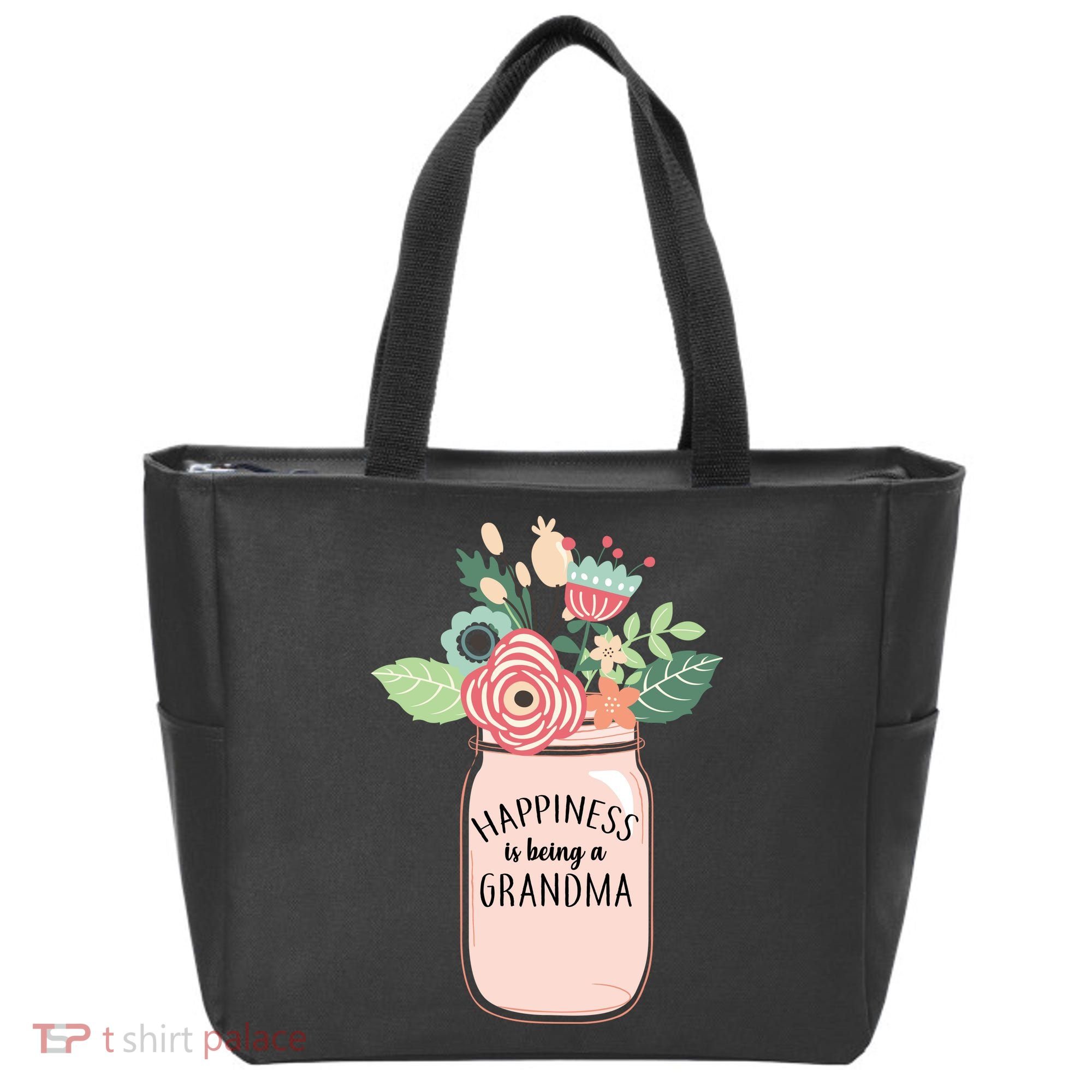 Happiness Is Being A Grandma Flower Tote Bag