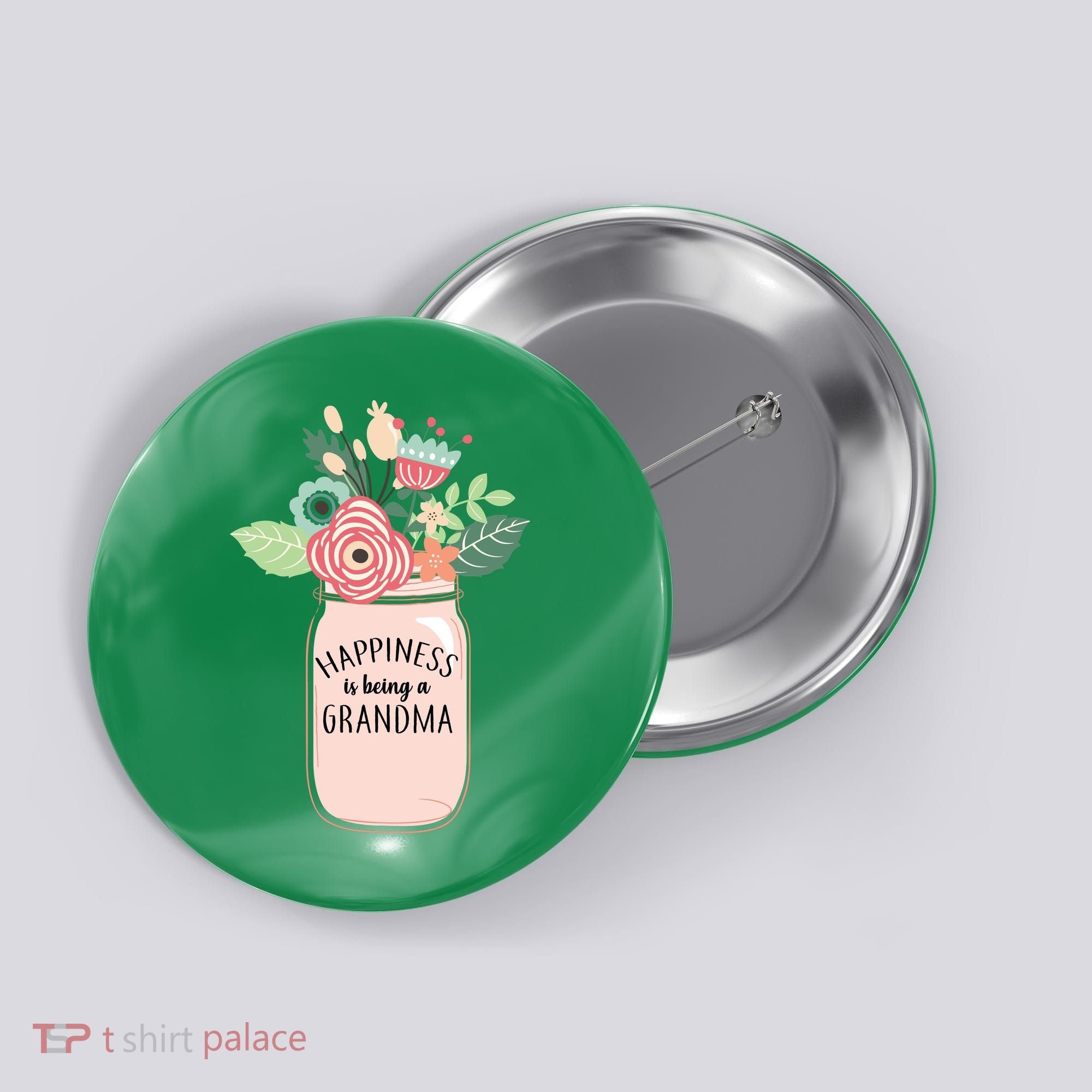 Happiness Is Being A Grandma Flower Button