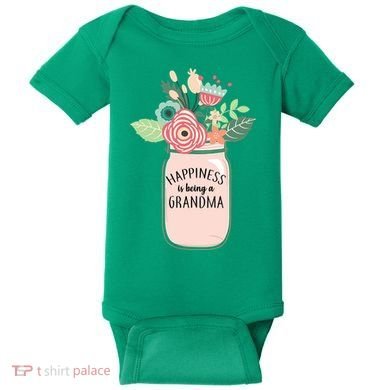 Happiness Is Being A Grandma Flower Baby Bodysuit