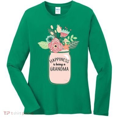 Happiness Is Being A Grandma Flower Women's Long Sleeve Shirt