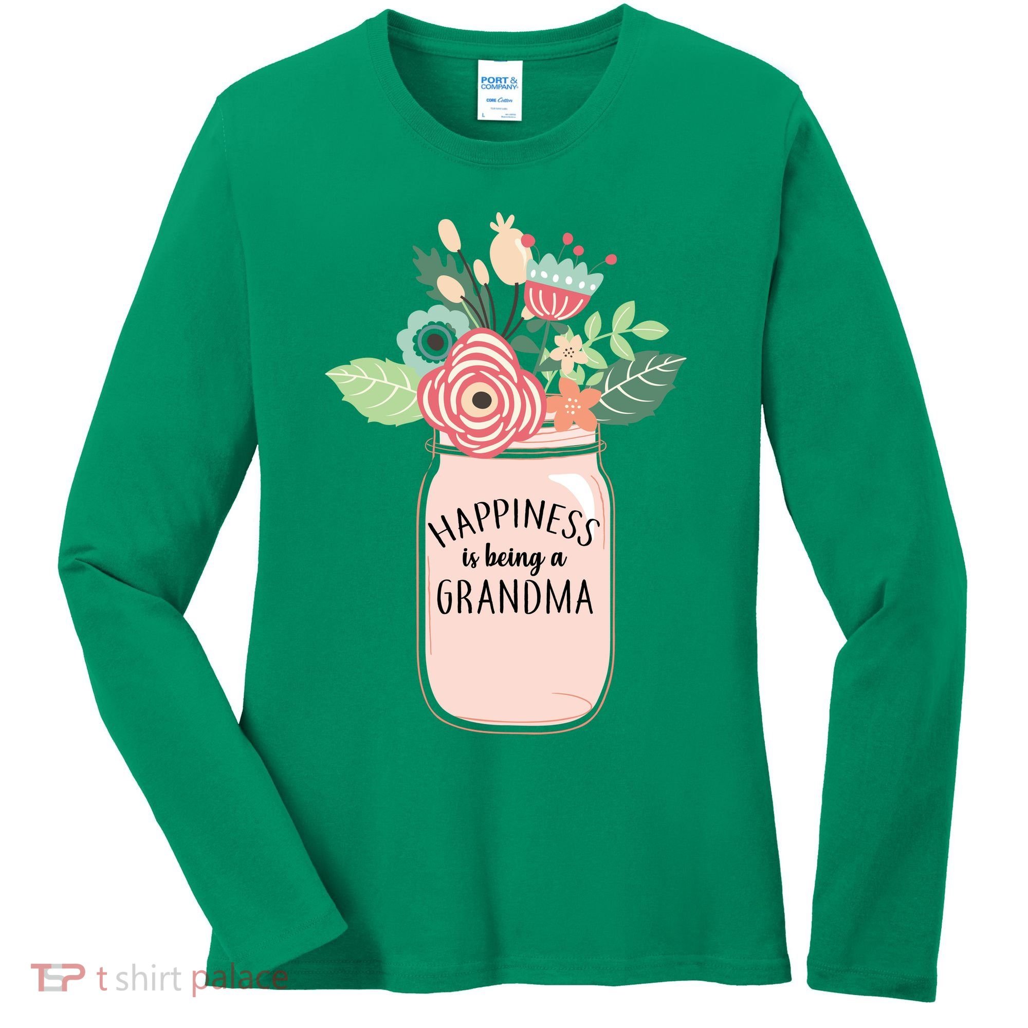 Happiness Is Being A Grandma Flower Women's Long Sleeve Shirt